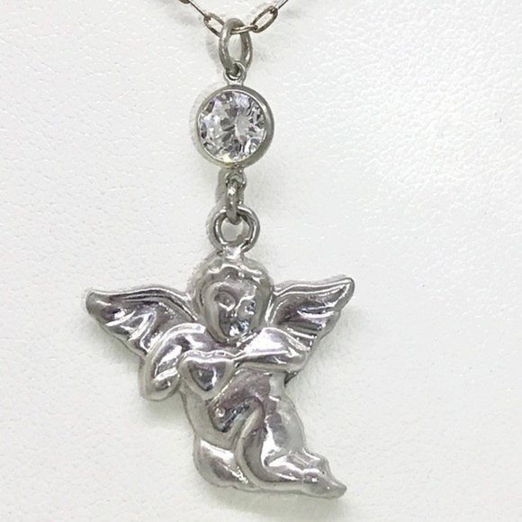 fine silver jewlery Jewelry - NWT SS guardian angel and crystal dangle necklace